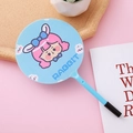 Sky blue angel fan ballpoint pen with rabbit design on a soft pink background - Blue
