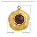 Detailed size parameter view of gold flower-shaped stainless steel pendant with purple stone - YE251-Purple/Flower Shape