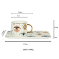 Keramik-Kaffeetasse mit bösem Auge Motiv, rechteckigem Tablett und elegantem Goldrand - CF0345-Goldene Hand der Fatima / 220ml Rechteckiges Untertassen-Set