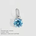 Silver stainless steel pendant with 6mm round light sapphire blue cubic zirconia - 6x6mm / March Light Blue-Silver Color
