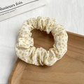 Polka dot floral scrunchie in cream and yellow chiffon on a wooden tray - 12# Beige Yellow Polka Dot