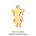 Goldenes Mädchen-Silhouette-Anhänger aus Edelstahl für DIY-Schmuck 11x16mm - Mädchen mit Zöpfen Anhänger (Pendant Only) (JN328-2)