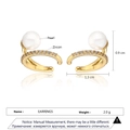 Pendientes dorados con microcircones y perla detalle, medida 0,9 cm por 1,3 cm - Pendientes Ear Cuffs de Perla y Circonita - Oro (EP5619)