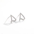 Boucles d'oreilles clous en V en argent sterling S925 avec pavé de zircone cubique - Argenté