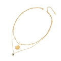 Gold double-layered necklace with sun pendant and blue evil eye bead on white background - Sun Star and Evil Eye Double Layer Style (5#)
