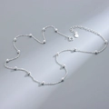 Minimalist S925 sterling silver beaded chain necklace with adjustable lobster clasp - 3mm Bead Cable Chain / Silver