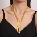 Collar con colgante de cruz chapado en oro de 18K con diamantes y cadena trenzada múltiple - Collar de Oro / 50+5cm / Dorado