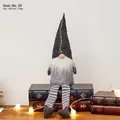 Christmas faceless gnome doll with striped long legs and dark grey hat decoration - Striped Legs Grey Hat (Doll No. 20)