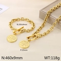 Set albero della vita dorato in acciaio inossidabile con collana e braccialetto - Bracciale + Collana / Stile A Oro (KS194057-Z)
