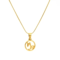 Golden snake chain necklace with a hollow circular Capricorn zodiac symbol pendant - Capricorn
