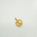 Vista macro del colgante redondo de oro de 18K con diseño de conejo para joyas - Conejo - Dorado (Concha Blanca)