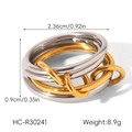 Detail view of two-tone layered stainless steel ring with specific size measurements - Double Layer Intertwined Mixed Color Style (HC-R30241)