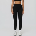 High-waisted black yoga leggings with tummy control for fitness and running - S / Premium Black