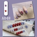 Morandi purple and deep red press-on nails with gold foil and glitter, model A048 - A048 Purple Glitter (A048)