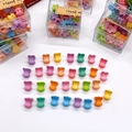 Close-up of colorful plastic mini hair claw clips for girls in bulk and box packaging - 8# Colorful Bunny Style (36Pcs Boxed)