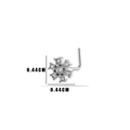 Silver snowflake nose stud with clear zircons measuring 0.44cm on a white background - 11# Snowflake Style / Silver