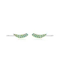 Elegante S925 Sterling Silber Blatt Ohrclips mit grünem Emaille-Farbverlauf - 925 Sterlingsilber