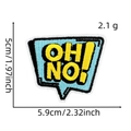Macro view of blue OH NO embroidered patch with precise measurements and texture details - OH NO! (12#)