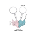 Pink and blue magnetic heart keychain for best friends with dimensions and weight display - Pink and Blue Wings (D1383-2)