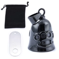 Black punk motorcycle guardian bell with knuckle duster relief and velvet storage pouch - Black (Bell + Bag + Tag)