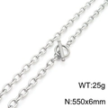 Silver stainless steel O-chain necklace with toggle clasp 550x6mm for women - 550x6mm / Steel