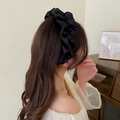 Elegante cerchietto in raso nero plissettato stile coreano per un look capelli voluminoso - Tessuto Nero Plissettato
