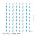 Blue and white striped paper straws detail showing 20cm length and 10pcs set quantity - Blue Straws 10PCS