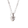 Minimalist silver paperclip chain necklace with a polished V-shaped pendant - Silver-V
