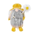 Adorable gnomo abeja amarillo a lunares con una flor de malla blanca y detalles de abeja - Estilo de barba gris