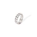 Polished silver double-row beaded ring in minimalist geometric stainless steel design - Double Row Beads Design (TR4004-S) / Silver