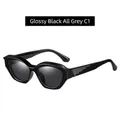 Polarized TR sunglasses in bright black C1 cat eye frame with grey lenses - Bright Black / Gray
