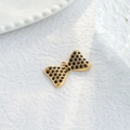 Golden bow pendant charm with black circular gemstones for DIY necklace jewelry - Gold with Black Zircon