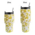 Sparkly rhinestone leopard pattern tumblers in 20oz and 30oz sizes with straws - Yellow Cow Print