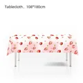 Pink strawberry pattern tablecloth measuring 108x180cm for birthday party decor - Tablecloth