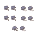 Flat lay of 10 purple and silver alloy American football helmet charms for DIY jewelry making - 2# Grey Rugby Helmet (10Pcs)