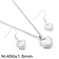 Polished stainless steel heart jewelry set featuring pendant necklace and matching hook earrings - Jewelry Set (KS16559-Z)