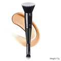 Brocha de maquillaje doble con cabezal plano para base y punta difuminadora, 17g - Brocha de Cabeza Plana de Doble Extremo / Mango Negro Virola Negra