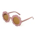 Morandi pink flower shaped sunglasses for kids with trendy matte finish and dark brown lenses - Peach Pink