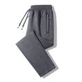 Deep grey men's casual joggers with drawstring waist and Best Classic label detail - XS / Grey Straight Leg (0513Q)