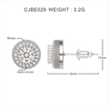 18k gold plated brass halo stud earrings with 10mm round AAA cubic zirconia stones - Silver Plated White Zirconia