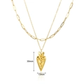 Collar de doble capa de acero inoxidable chapado en oro 18K con colgantes de corazón - Doble Capa Corazón Triple Anidado / Dorado