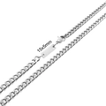 Collana a catena cubana in acciaio inox argento con piastrina rettangolare 15x5 mm - Bracciale 20cm / Color Acciaio