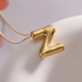 Minimalist golden letter Z balloon pendant necklace with polished finish on fine chain - Letter Z