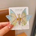 Blue and green gradient butterfly hair clip with sparkling rhinestones for women - Single Blue Yellow Butterfly (F0010) / Blue-Yellow