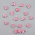 Pink heart-shaped acrylic beads with crackle effect for DIY bracelet jewelry making - 10x9mm (Approx. 70 Pcs) / Deep Pink