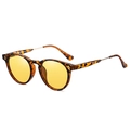 Retro round polarized sunglasses with tortoiseshell frame and yellow lenses - Hawksbill Frame/Night Vision Yellow Lens