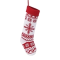 Calza natalizia in maglia rossa e bianca con fiocchi di neve e motivi geometrici - Tipo A - Fiocco di Neve