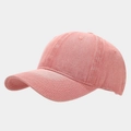 Close-up of pink washed cotton baseball cap showing texture and stitched eyelets - Adjustable / Pink