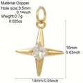 Dettaglio del ciondolo a croce in rame placcato oro 18K con zircone e le dimensioni - Croce