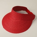 Adjustable red raffia straw sun visor hat for women featuring flexible open top design - M (56-58cm) / Red